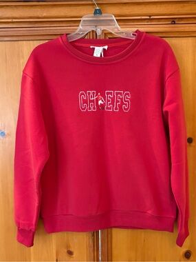Boutique Embroidered Red CHIEFS Crewneck Sweatshirt